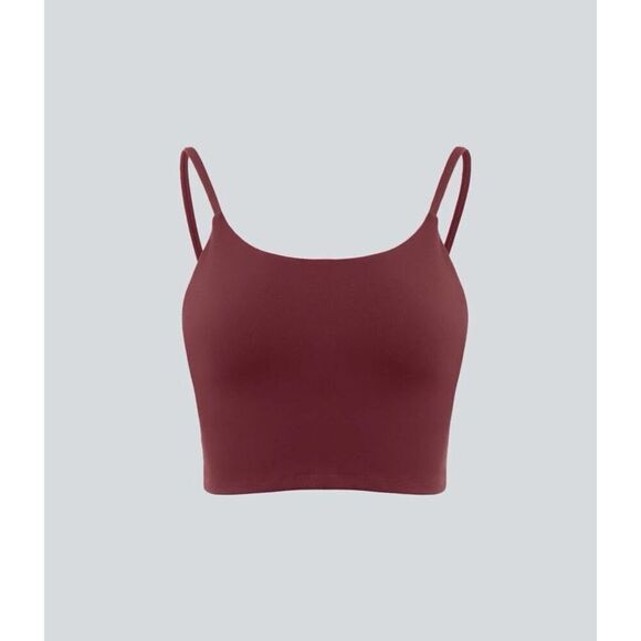 Halara Basic Padded Workout Cropped Tank Top in  Cordovan Burgundy Size S NWT - Picture 7 of 10
